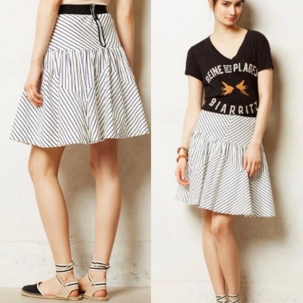 Anthropologie Maeve Cotton striped skirt size 8